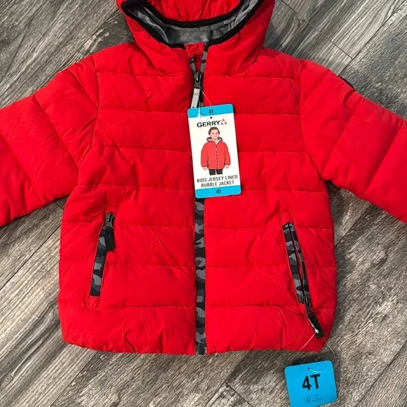 Gerry hooded bubble coat jacket 4T boys blue warm jersey lined new